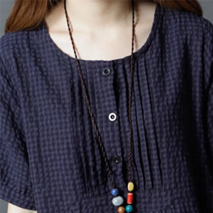 New Fashion Women Girls Summer  Patchwork Short Sleeve Beach O-Neck Loose Sweet Dress Casual Daily dress #5F09 (13)