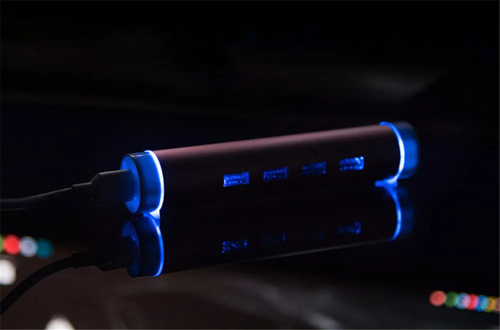 Высокоскоростной 4 порта USB 3,0 концентратор цилиндр из алюминиевого сплава USB разветвитель расширитель конвертер с 3,5 мм DC/Micro USB порт питания