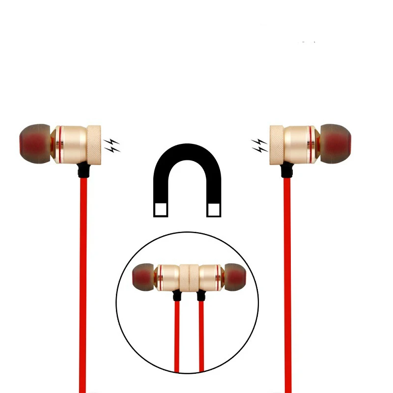 

Bluetooth 4.2 Wireless Sport Earphones Metal Magnetic Running Stereo Headphone Noise Reduce With Mic For iPhone Samsung Xiaomi