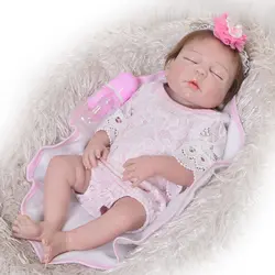 23 ''спит bebes возрожденная менина кукла для маленьких девочек 57 см полная силиконовые куклы Reborn полное виниловое тело можно купать День
