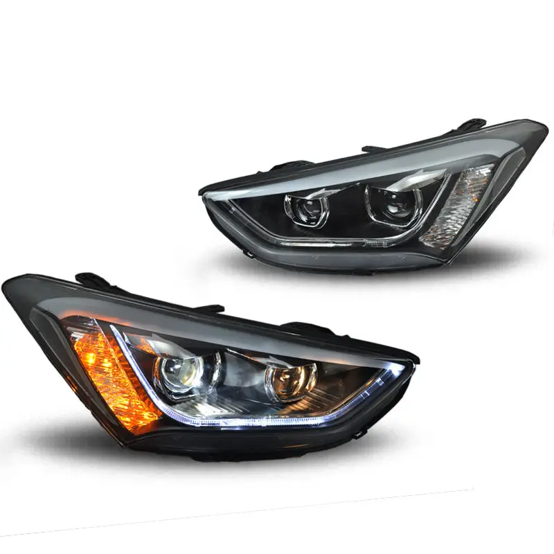 Головная лампа для Hyundai Santafe IX45 2013 2014 2015 2016 2017 Светодиодная лента фара Angel eye|Фара