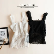 Весенне-летний кружевной сексуальный универсальный топ на бретелях, тонкая прозрачная Женская Базовая кастрюля