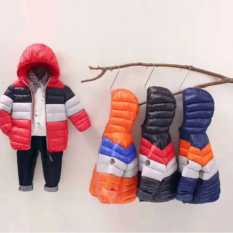 

Kids winter Jacket for boys color Matching Autumn Winter Baby Girls Boys Hooded Coat Warm Parka 3-8Years Outwear
