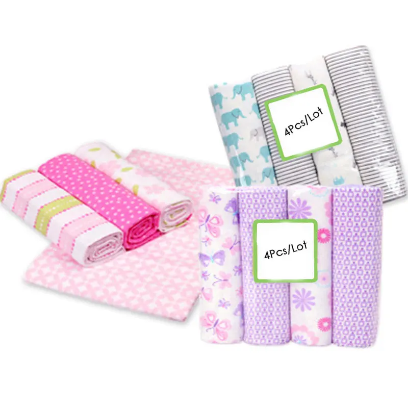 4Pcs/Lot Cotton Baby Blankets Newborn Diapers Baby Wrap Swaddle Blanket For Newborns Muslin Diaper Baby Bath Children's Blanket