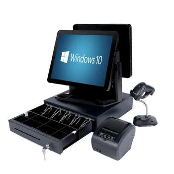 full set of retail dual screen point of sale supermarket pos system High-end pos terminal all in one machine cash register