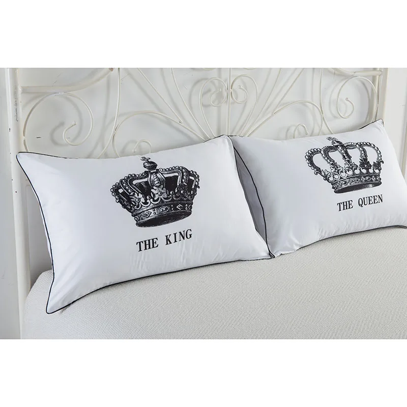 

Letter Couple Pillow Case White Bedding Pillow Cover Crown Pillowcase Pillow Protector Pillow Cases Couple Pillowcases