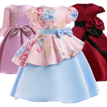 

2019 Winter Tutu Wedding Girls Dress Toddler Kids Dresses For Girls Vestidos Party Princess Dress Children Clothing 3 6 10 Years