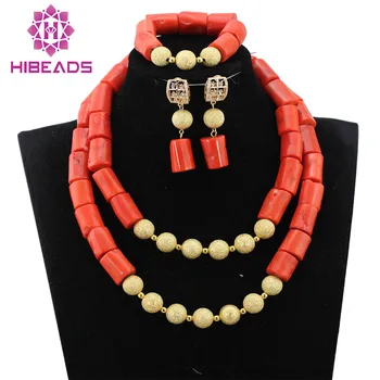 

Nigerian Coral Necklace Sets Wedding African Costume Jewelry Set Jewelry Sets Free Shipping ANJ343