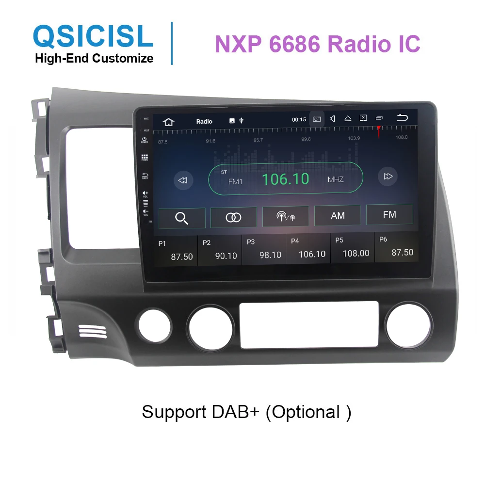 Perfect Android 9.0 car radio multimedia player for Honda Civic 2006-2011 quad core 1 din 10.1" car dvd gps navigation stereo Bluetooth 2