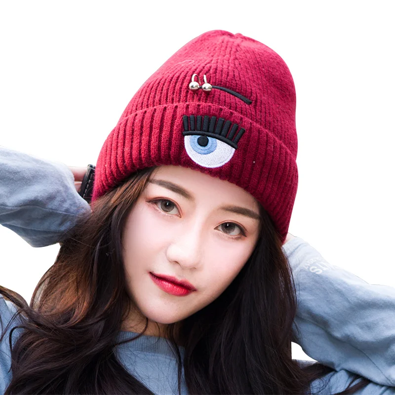 Fashion Big Eyes Women Beanie Hat Velvet Warm Winter Hat For Women