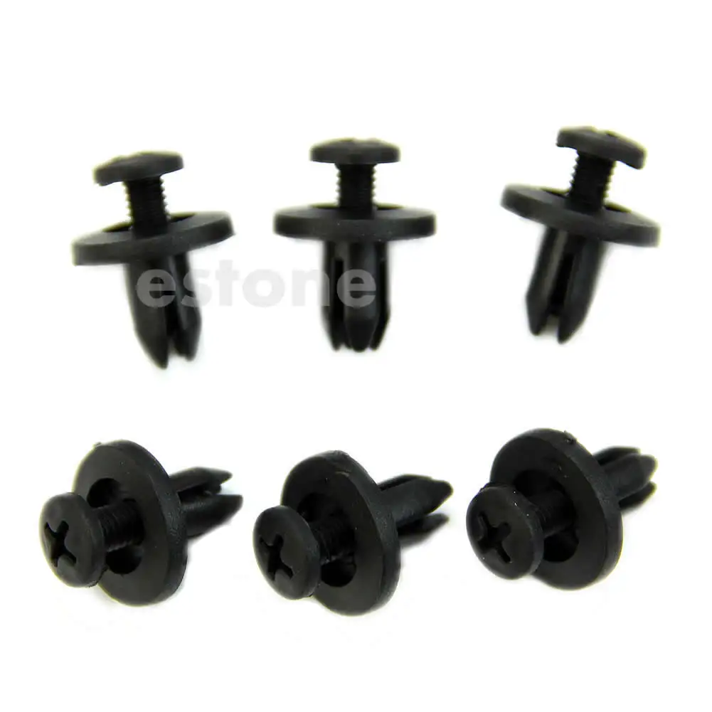 

New Car Bumper Fender 6mm Hole Black Plastic Rivets Fasteners for Toyota 10Pcs