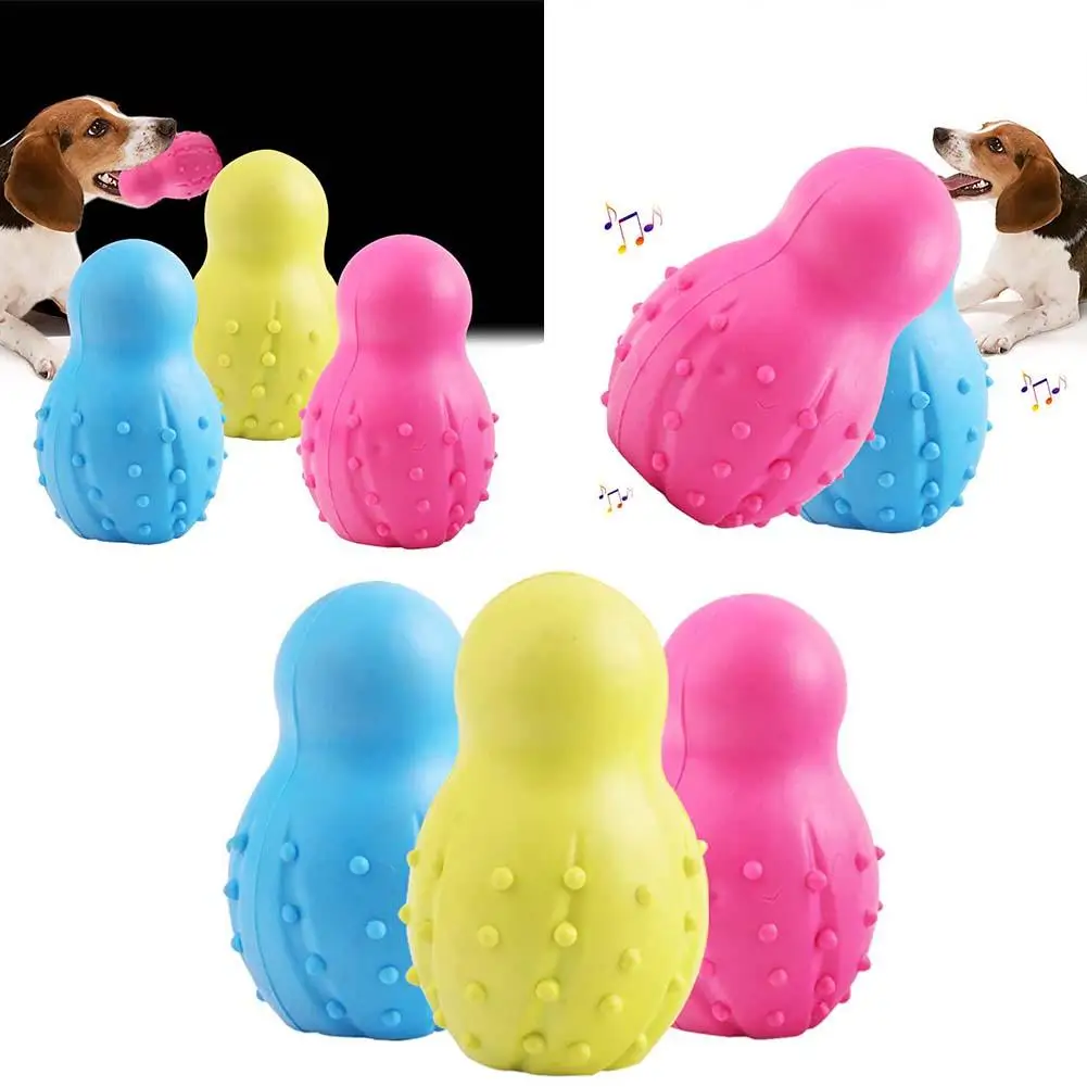 Durable Bowling Pin Pet Biting Toy Milk Fragrance Bell Teeth Clean