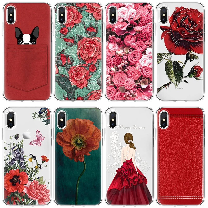 

Red Case Coque For iPhone XS Max XR X 6 6S 7 8 Plus 5 For Xiaomi Redmi S2 Mi A1 A2 5X 6X Note 3 4 5 4X 4A 5A 6A Plus TPU Fundas