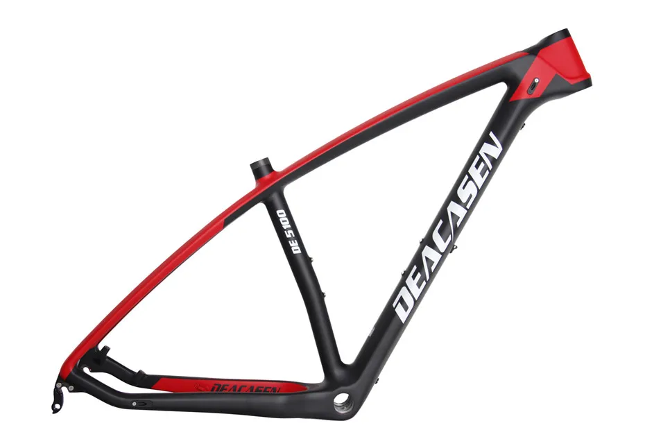Deacasen BBSA68 карбоновая рама+ зажим+ гарнитура+ Задняя вешалка матовая или глянцевая отделка углеродный велосипед размер рамы 17 ''/19'' a - Цвет: black and red-2