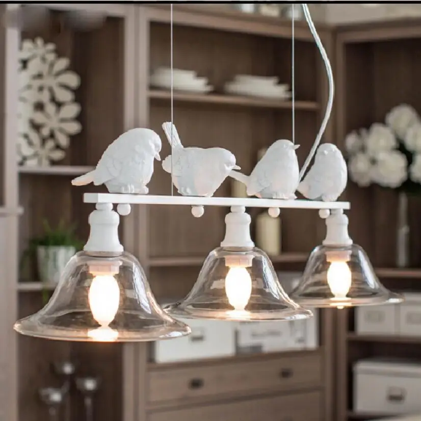 

Modern European Bird chandelier led lamps Three light led chandelier E14 led light retro art glass led lustre chandeliers Z25
