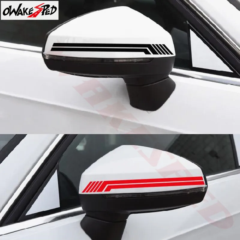 

2pcs Racing Sport Styling Car Both Side Rear View Mirror Stripes Vinyl Decal Stickers For Audi A3 A4 A5 A6 Q3 Q5 Q7 TT TTRS