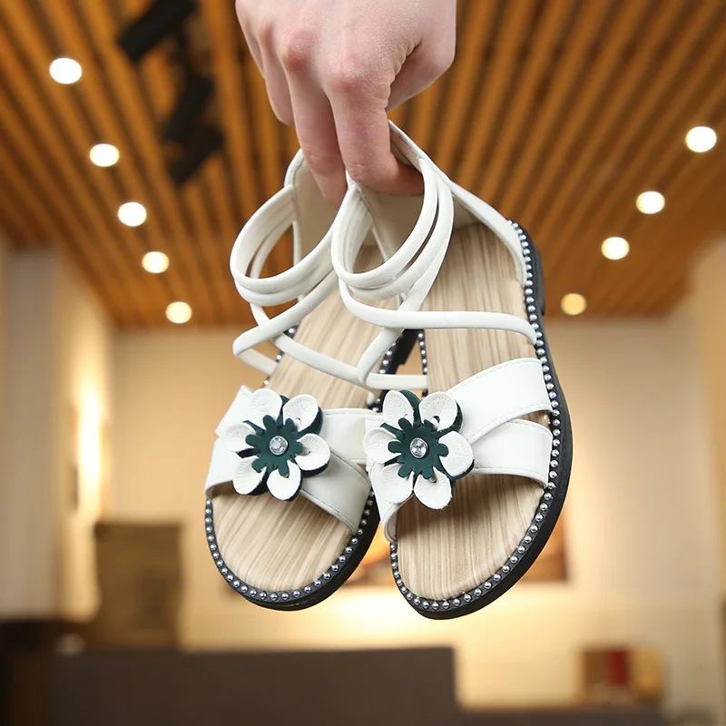 Summer Flat Heels Girls Sandals 2019 Summer Flower Princess Shoes Fashion Girl Boots Zipper Korean Kids Shoes Children Sandals