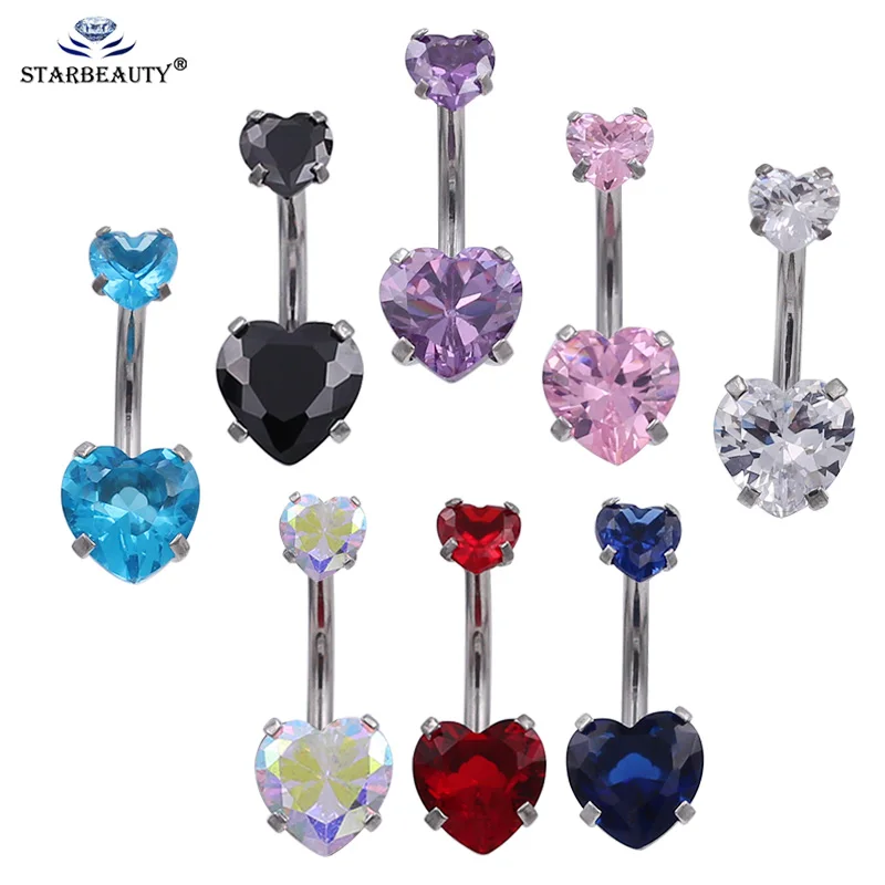 Double CZ zircon internal thread body piercing navel ring piercing
