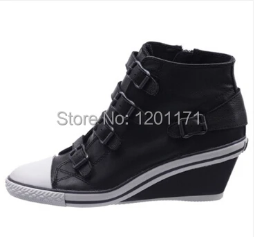 Womens leather wedge sneakers Clearance