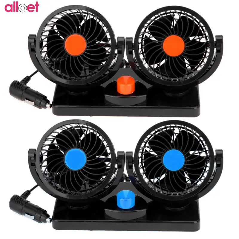 

360 Rotating Free adjustment Dual Head Car Auto Cooling Air Fan Mini Electric Car Fan Low Noise Summer Car Air Conditioner