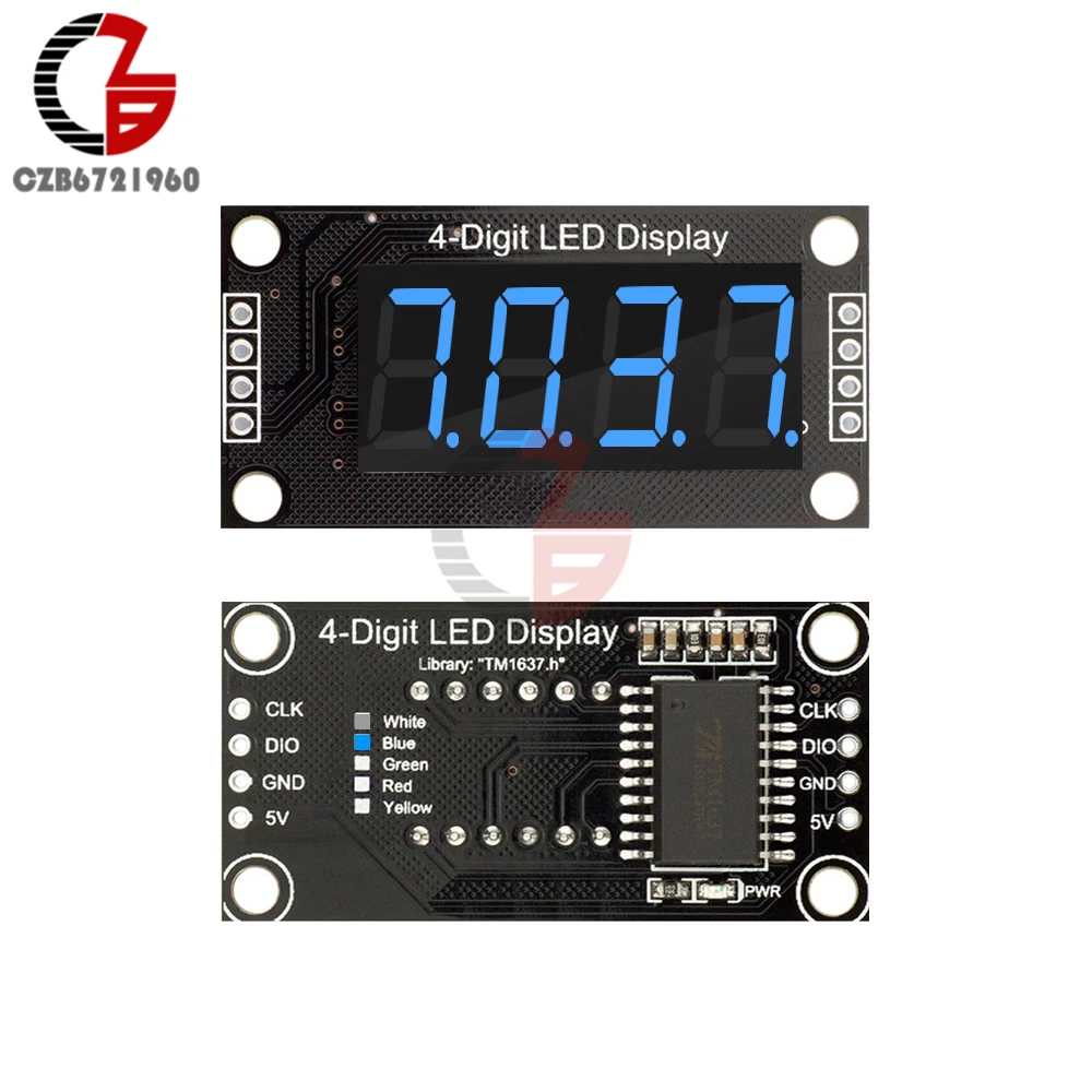 0,36 дюймов 4-значный 7-сегментный светодиодный Дисплей трубка TM1637 модуль 0,3" 4-разрядный красный зеленый цвет желтый, синий; размеры 34–43 Белый светодиодный Цвет для Arduino