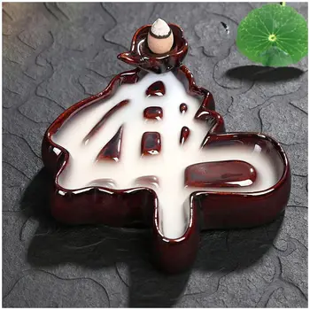 

Wholesale Ceramic Buddha word shape Incense Burner Holder Red