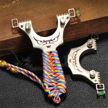 

Slingshot Hunting Catapult Stainless Steel with Level Aim Outdoor Shooting Handheld Slingshots Bow with Rubber Band New 2019