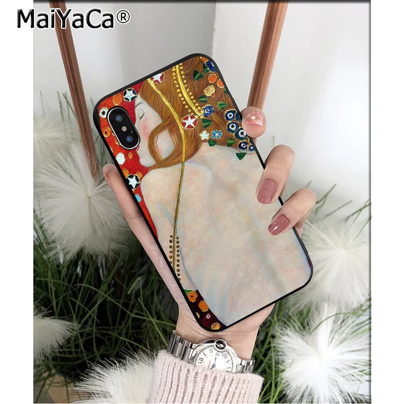 MaiYaCa Gustav Klimt Art Силиконовый ТПУ мягкий черный чехол для телефона для iPhone 8 7 6 6S Plus 5 5S SE XR X XS MAX Coque Shell - Цвет: A12