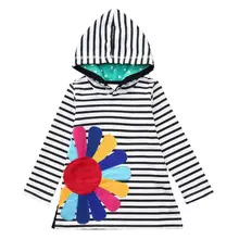 Толстовки telotuny для маленьких девочек; стереоскопическое платье с капюшоном в полоску с героями мультфильмов; одежда с длинными рукавами; Z0829