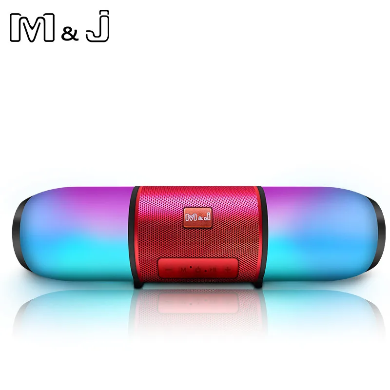 Красный Горячее предложение M& J светодиодный беспроводной Bluetooth динамик TF USB портативный музыкальный звуковой ящик сабвуфер Громкий динамик для телефона ПК с микрофоном - Цвет: Красный