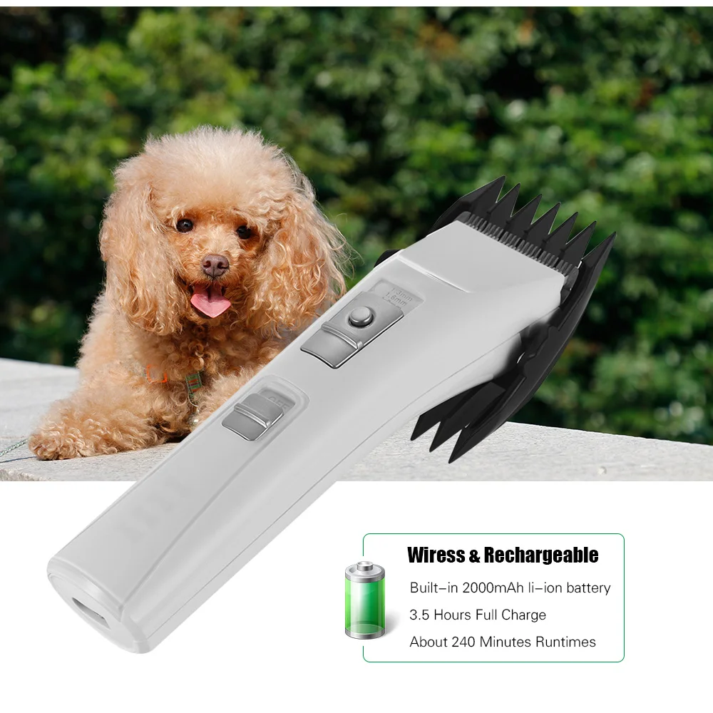 Pet Dog Hair Clipper Cordless Fur Trimmer Kit Rechargeable with 3/6mm 9/12mm Combs Grooming