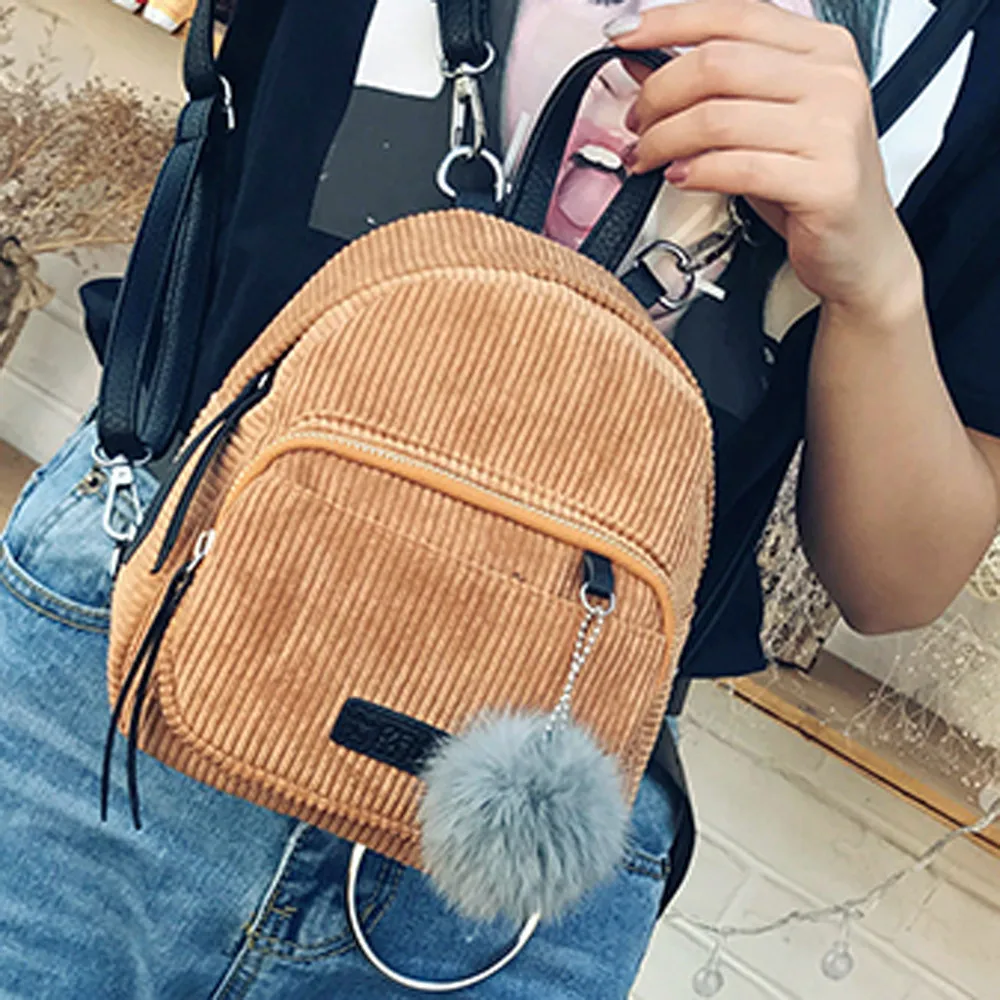 Женская сумка через плечо, Мягкий тканевый рюкзак, Женский вельветовый дизайн, школьный рюкзак для девочек-подростков, полосатый рюкзак для женщин# NP