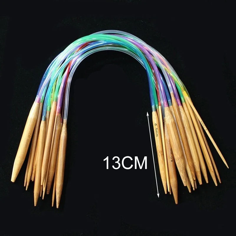 Mayitr 18pcs 40/60/80/100/120cm Multicolor Tube Circular Carbonized Knitting Needles 2.0-10.0mm Crochet Hooks Sewing Tools