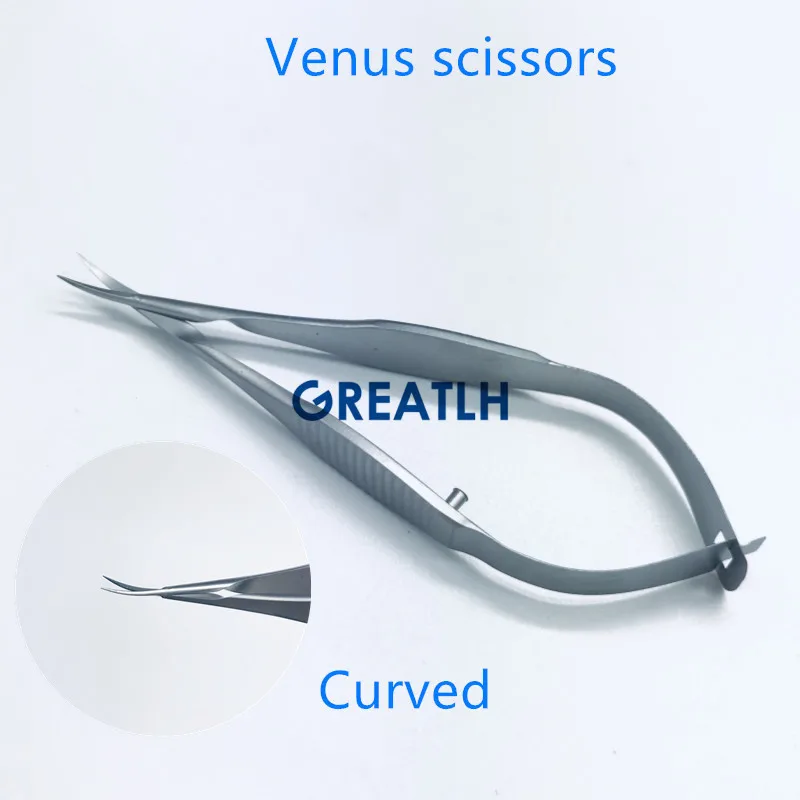 Титановый сплав/нержавеющая сталь офтальмологической микрохирургии 8,5 см Венера ножницы Микро ножницы - Цвет: ss- Curved