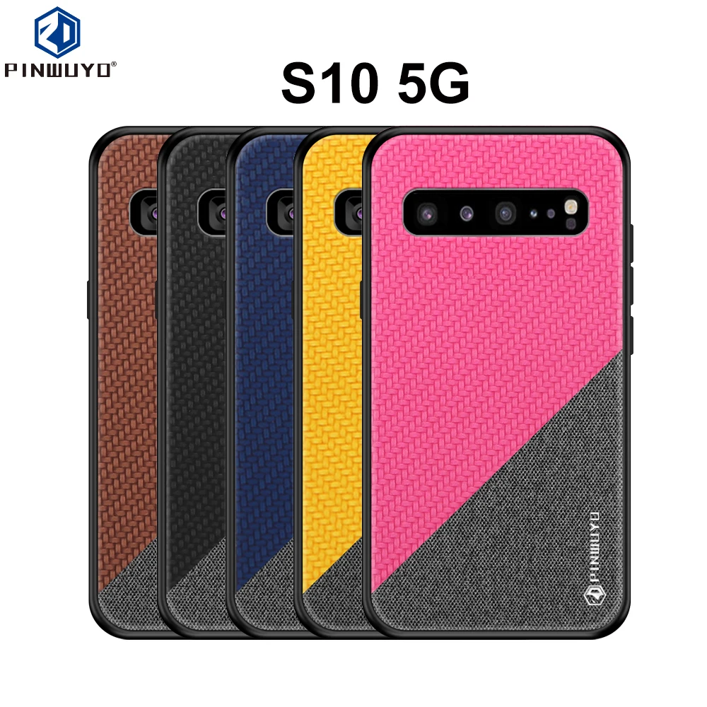 PINWUYO Fitted Case For Samsung Galaxy S10 5G Phone Shell 6.7 inch Classic Fabric Double Colors Weaving Cover | Мобильные телефоны