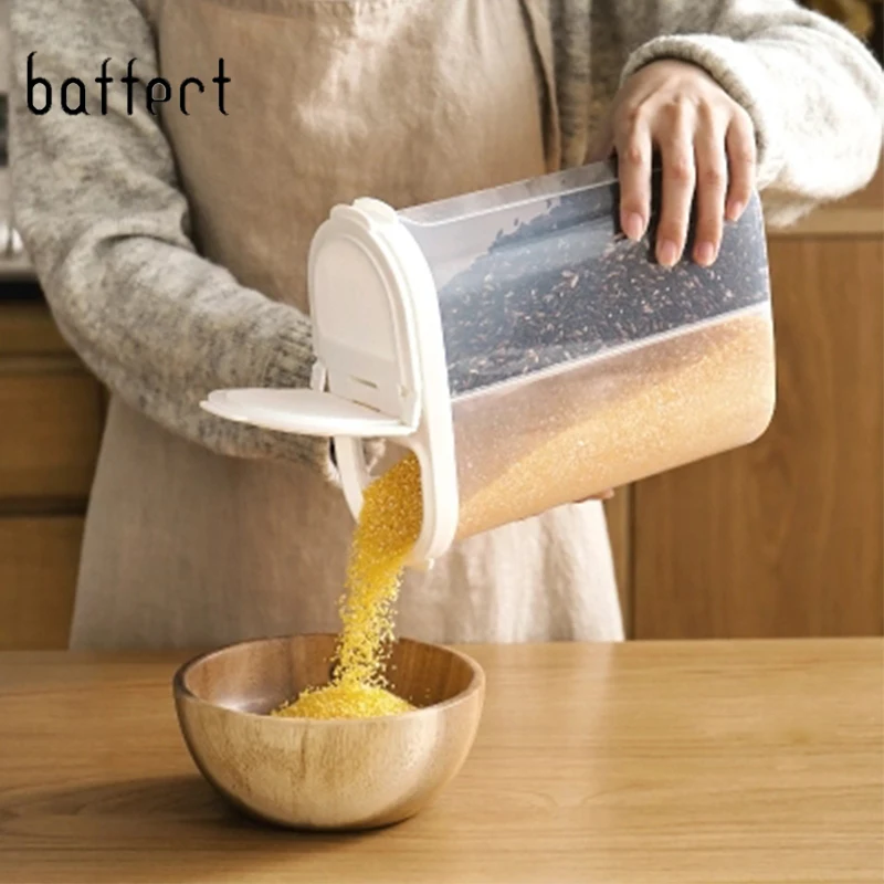 

Large Capacity Plastic Food Storage Box Sealed Crisper Grains Tank Storage Kitchen Sorting Food Storage Box Container Half Flip