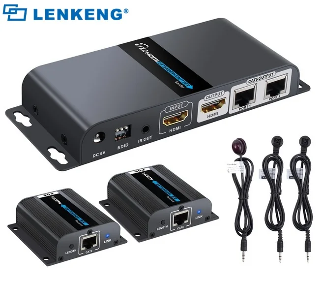 LENKENG LKV712Pro 1920*1080 HDMI удлинитель 1 передатчик 2 приемника до 40 м по RJ45 CAT6/6A/7 поддержка EDID с ИК-функцией