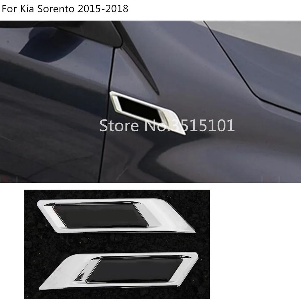 

car Styling body stick ABS chrome Front Machine Side Fender Vent Air Outlet trim 2pcs For Kia Sorento 2015 2016 2017