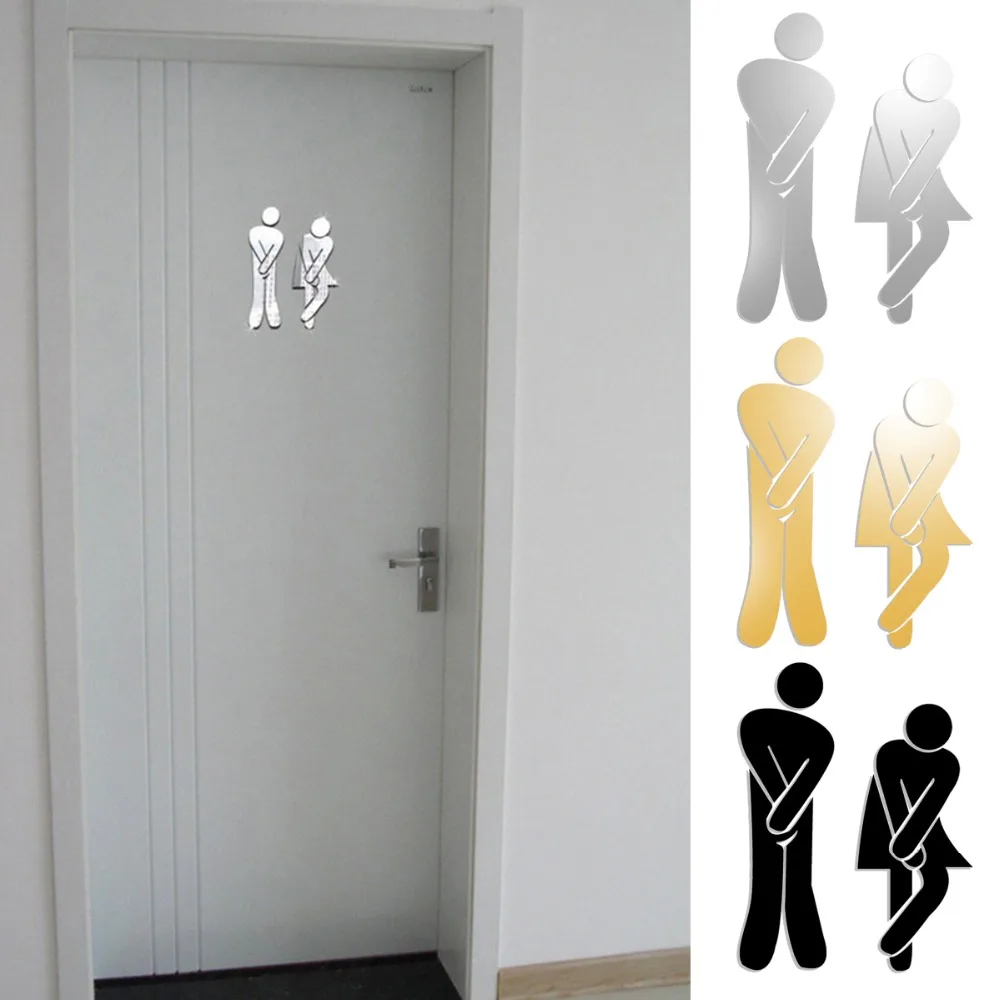 3D Toilette Miroir Hommes Femmes Décor Amovible Décalcomanie Art Vinyle