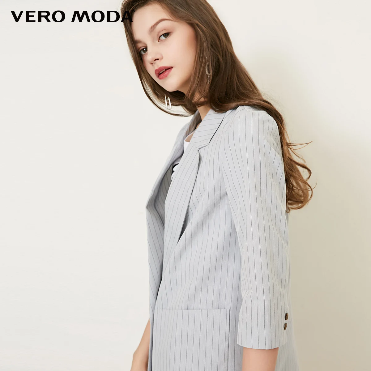 Vero Moda женский полосатый лацкан 3/4 рукава длинный пиджак блейзер | 318308516