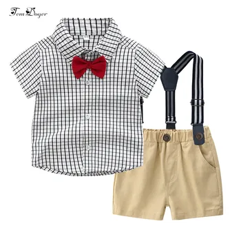 

Tem Doger Baby Boy Clothing Sets 2019 Summer Newborn Infant Boys Clothes Suit Plaid Shirt+Shorts 2PCS Outfits for Bebes Boy