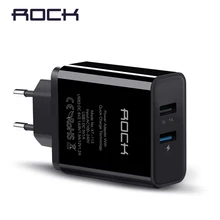 ROCK Quick Charge 2.0 Dual USB Phone Charger, Quick Charger 2 ports 5V2A 9V1.5A Universal Fast wall charger