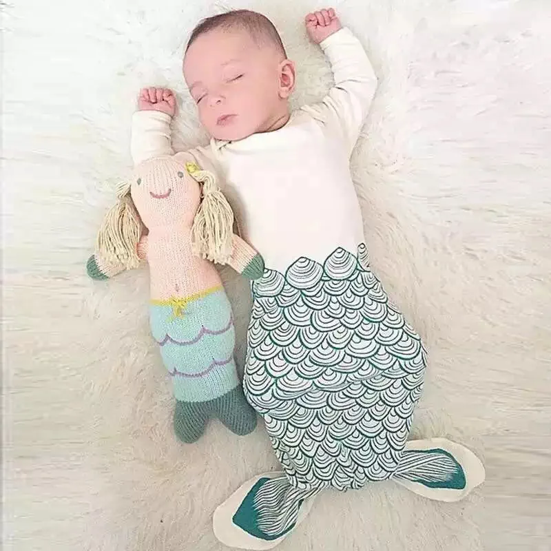Для новорожденных спальный мешок Ползунки Костюмы Младенцы комбинезон анти-Kick одежда с длинным рукавом милые рыбы спальный мешок спальный