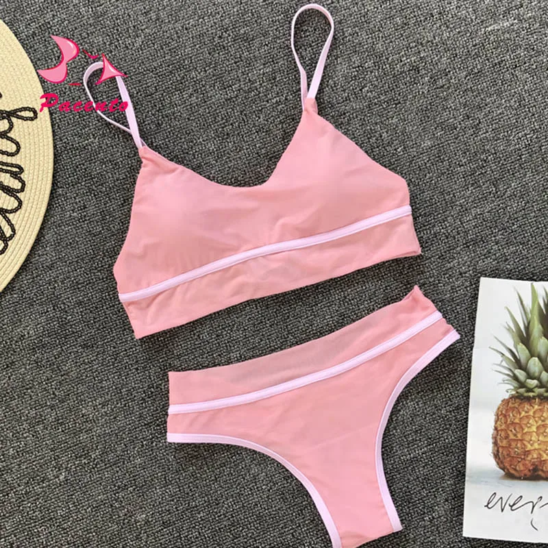 Pacento Yarn Bikinis Set High Waist Swimwear Women Brazilian 2018 Blue