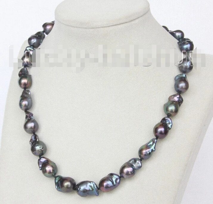 

>@@@@@ UY567 Aluster 17" 17mm Baroque black Reborn keshi pearls necklace j10361 a -Top quality free shipping