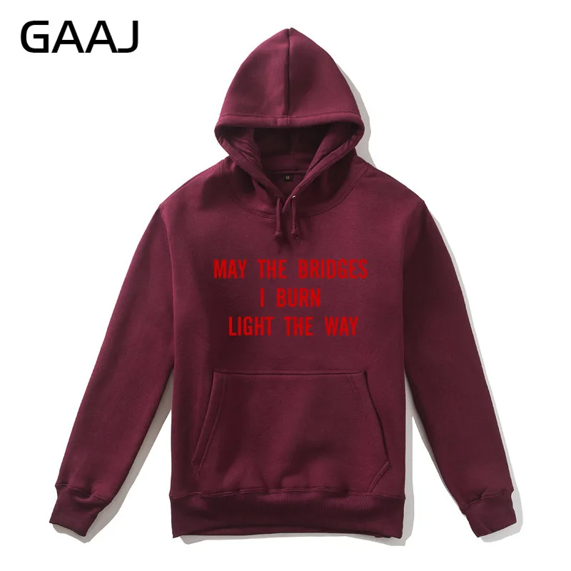 

Clothes Hoodie Oversized kanye Men Hoodies 2XL 3XL "may the bridges i burn light the way" Wine Sweatshirt Plus Size Brand Hooded