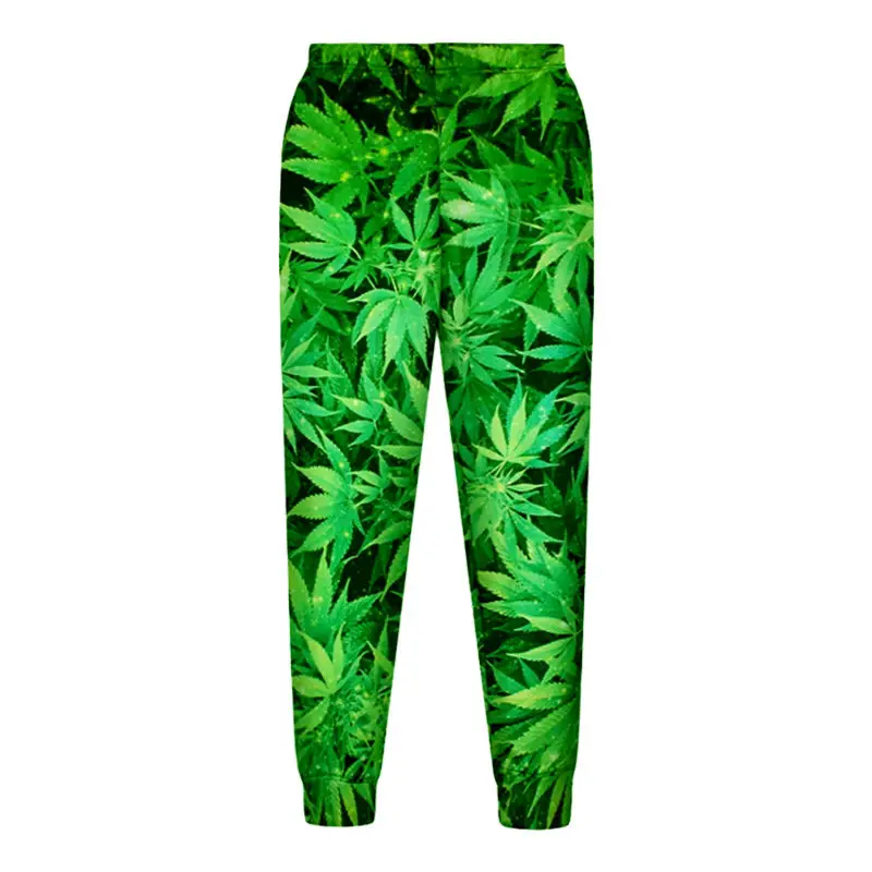 Хипстерская уличная одежда с 3D принтом зеленых листьев конопли, женские/мужские готические пуловеры, толстовки и длинные штаны, спортивные костюмы, худи для девочек - Цвет: Green Pants