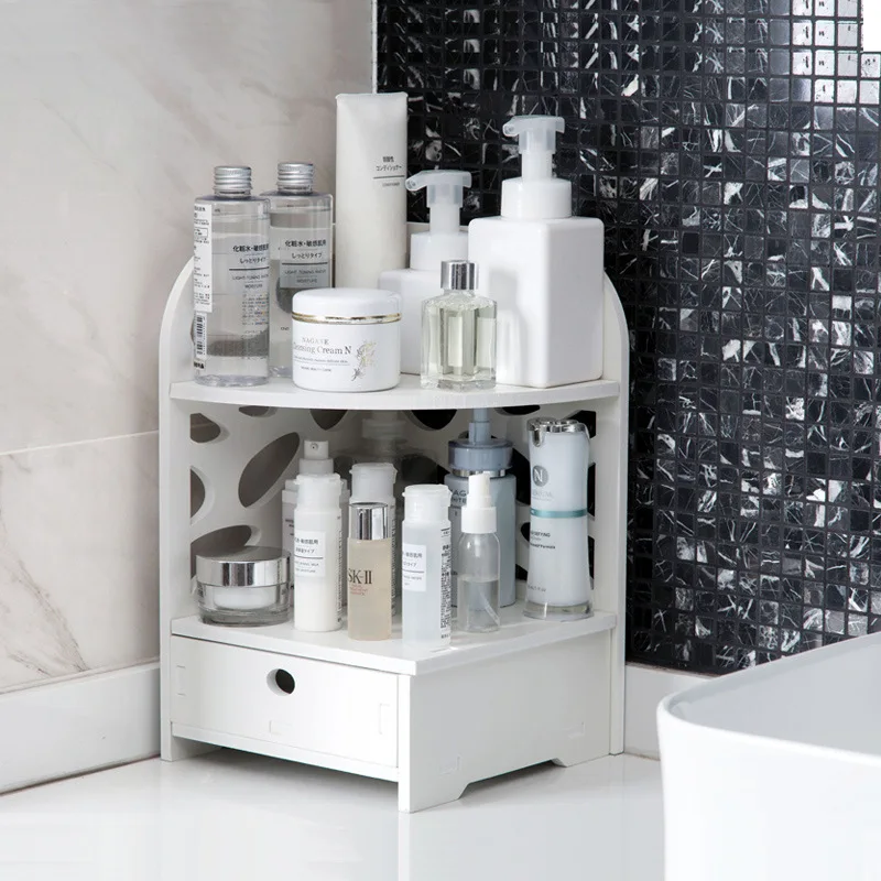 

Cosmetic storage box bathroom rack with drawer multi-layer tripod corner lo829236