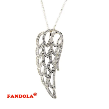 

Angel Wing Pendant Necklace with Clear Cubic Zirconia Original 925 Sterling Silver Jewelry Free Shipping
