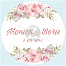 100 шт., 3-7 см, индивидуальный заказ, розовые цветы свадебные наклейки, конфеты коробки для подарков этикетки